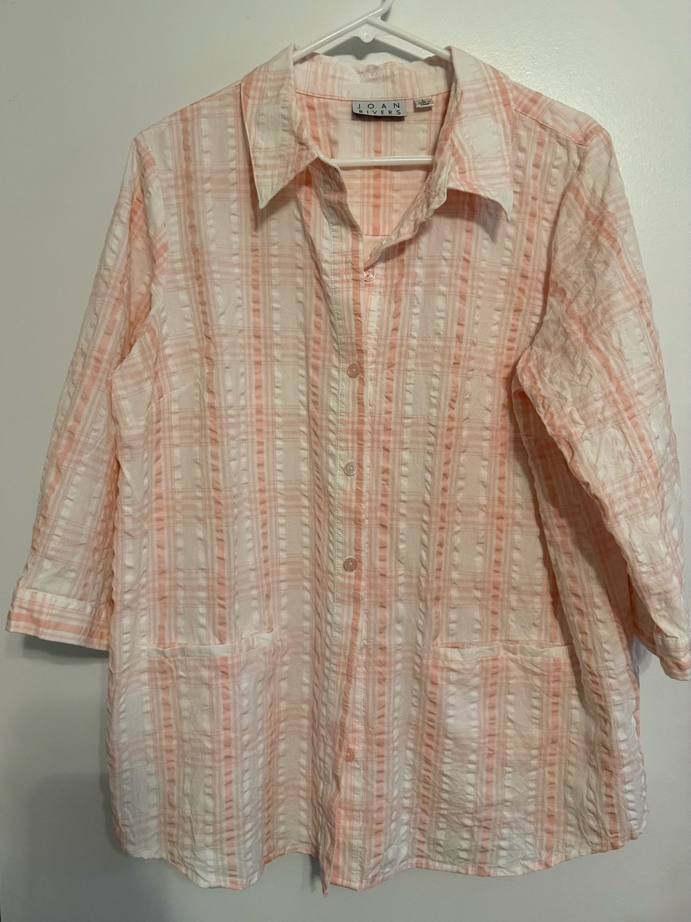 Joan Rivers Pink and White Striped Button Down Shirt